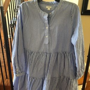 J Crew Factory Blue & White Shirtdress, Size L